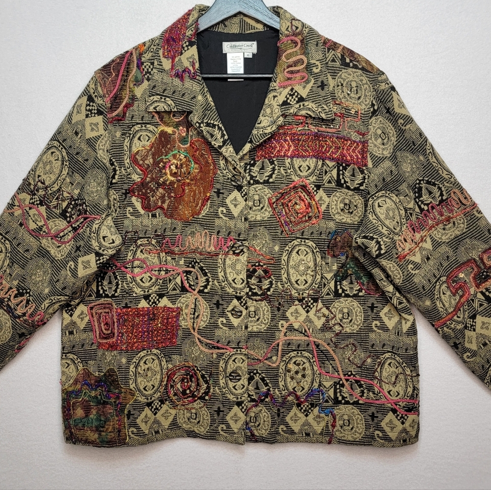 VINTAGE Coldwater Creek Colorful Patterned Jacket Size XL‎